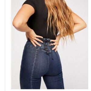 Free People We the Free Curvy lace up back bell bottom jeans